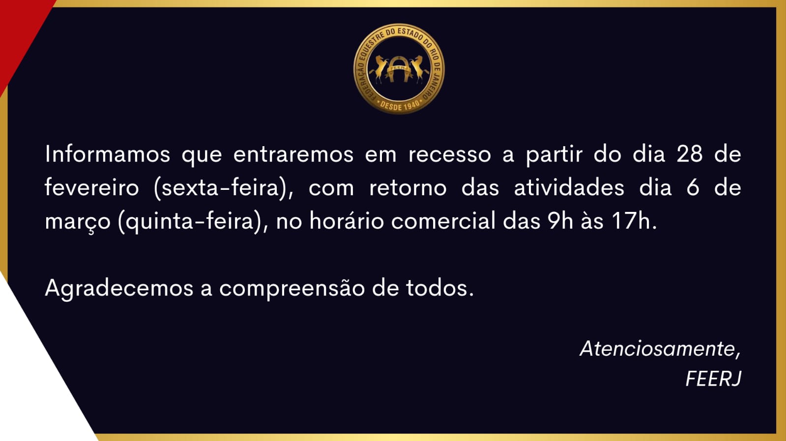 COMUNICADO DE RECESSO